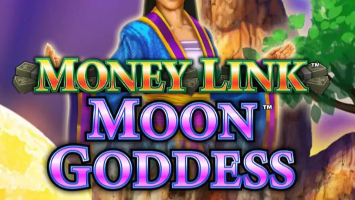 Tampilan visual slot Money Link Moon Goddess dengan latar belakang taman malam yang tenang